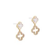 Tc Fleur Collection Cz &amp; Mop Drop Earrings Gold image