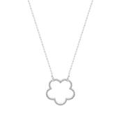 Tc Fleur Collection Cz Inset Cut Out Pendant Silver