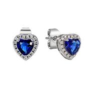 Silver Diamond Heart Earrings Sapphire image