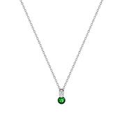 Silver Round Emerald Stone W/Pave Bale Pendant image