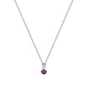 Silver Round Purple Stone With Pave Bale Pendant image