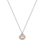 Silver Oval Pink Stone W/Clear Surround Pendant image