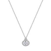 Silver Oval Clear Stone W/Clear Surround Pendant