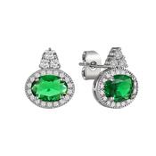 Silver Oval Emerald Stone Earrings image