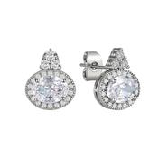 Silver Oval Clear Stone Earring image