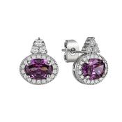 Silver Oval Purple Stone Earrings image