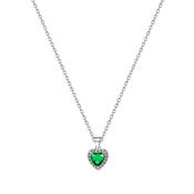 Silver Diamond Heart Pendant Emerald image