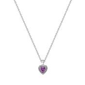Silver Diamond Heart Pendant Purple