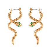 Tc Snake Green Eye Long Earrings Gold image