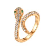 Tc Snake Pave Set Green Eyes Ring Gold image
