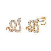Tc Snake Cz Inset Mini Stud Earrings Gold image