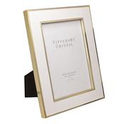 White Enamel Frame with Gold Edging 5 Inch x 7 Inch image