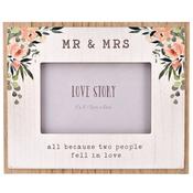 6" x 4" - Love Story Wooden Photo Frame - Mr &amp;amp; Mrs image