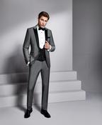 Grey Tuxedo with Silk Low Cut Vest