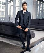 Prestige Elegant Blue Jacquard 3 Piece Wedding Suit image