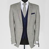 Light Grey Suit Contrast Waistcoat