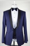 Blue Wedding Tuxedo Curved Lapel 3 piece