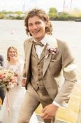 Beige 3 piece Wedding Suit