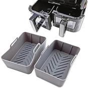 Schallen Rectangle Reusable Easy Clean Silicone Air Fryer Liners Pot Basket Tray Pack of 2 - Grey | 325359 image