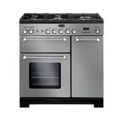 Rangemaster Kitchener 90 | Dual Fuel | Stainless Steel | Chrome Trim | KCH90DFFSS/C