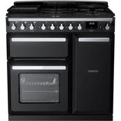 Rangemaster Estel Deluxe 90 | Dual Fuel | Gloss Black | Chrome Trim | ESDL90DFPGBL/CM1