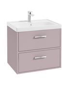 Sonas Finland Wall Hung 60Cm Two Drawer Vanity Unit | Matt Cashmere Pink | Brushed Chrome Handle | UF0532