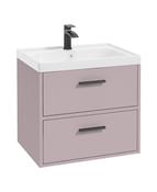 Sonas Finland Wall Hung 60Cm Two Drawer Vanity Unit | Matt Cashmere Pink | Matt Black Handle | UF0533