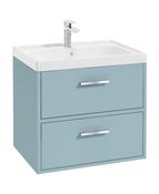 Sonas Finland Wall Hung 60Cm Two Drawer Vanity Unit | Matt Morning Sky Blue | Brushed Chrome Handle | UF0535
