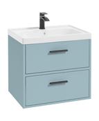 Sonas Finland Wall Hung 60Cm Two Drawer Vanity Unit | Matt Morning Sky Blue | Matt Black Handle | UF0536