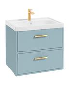 Sonas Finland Wall Hung 60Cm Two Drawer Vanity Unit | Matt Morning Sky Blue | Brushed Gold Handle | UF0537