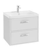 Sonas Finland Wall Hung 60Cm Two Drawer Vanity Unit | Matt White | Brushed Chrome Handle | UF0538
