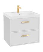 Sonas Finland Wall Hung 60Cm Two Drawer Vanity Unit | Matt White | Brushed Gold Handle | UF0540