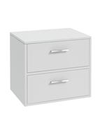 Sonas Finland Wall Hung 60Cm Two Drawer Countetop Vanity Unit | Matt White | Brushed Chrome Handle | UF0562