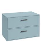 Sonas Finland Wall Hung 80Cm Two Drawer Countetop Vanity Unit | Matt Morning Sky Blue | Matt Black Handle | UF0569