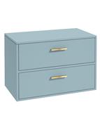 Sonas Finland Wall Hung 80Cm Two Drawer Countetop Vanity Unit | Matt Morning Sky Blue | Brushed Gold Handle | UF0570