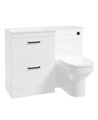Sonas Corta 110Cm Lh Combination Two Drawer Unit | Gloss White  | Black Handles | UF1980 image