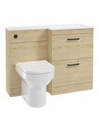 Sonas Corta 110Cm Rh Combination Two Drawer Unit | Honey Oak | Black Handles | UF2021