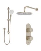 Sonas Alita Knurled Shower Set 1 &amp; Wall Mounted Fixed Head | Brushed Nickel | USH0099 image