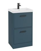 Sonas Finland Floorstanding 50Cm Two Drawer Vanity Unit | Matt Ocean Blue | Matt Black Handle | UF0882