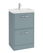 Sonas Finland Floorstanding 50Cm Two Drawer Vanity Unit | Matt Coral Green | Brushed Chrome Handle | UF0893