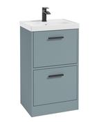 Sonas Finland Floorstanding 50Cm Two Drawer Vanity Unit | Matt Coral Green | Matt Black Handle | UF0894