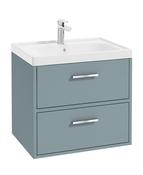Sonas Finland Wall Hung 60Cm Two Drawer Vanity Unit | Matt Coral Green | Brushed Chrome Handle | UF0896