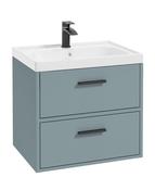 Sonas Finland Wall Hung 60Cm Two Drawer Vanity Unit | Matt Coral Green | Matt Black Handle | UF0897