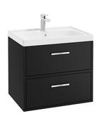 Sonas Finland Wall Hung 60Cm Two Drawer Vanity Unit | Matt Black | Brushed Chrome Handle | UF0899