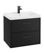 Sonas Finland Wall Hung 60Cm Two Drawer Vanity Unit | Matt Black | Matt Black Handle | UF0900