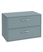 Sonas Finland Wall Hung 80Cm Two Drawer Countertop Vanity Unit | Matt Coral Green | Brushed Chrome Handle | UF0935