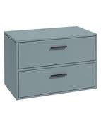 Sonas Finland Wall Hung 80Cm Two Drawer Countertop Vanity Unit | Matt Coral Green | Matt Black Handle | UF0936
