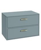 Sonas Finland Wall Hung 80Cm Two Drawer Countertop Vanity Unit | Matt Coral Green | Brushed Gold Handle | UF0937