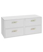 Sonas Finland Wall Hung 120Cm Four Drawer Countertop Vanity Unit | Matt White | Brushed Gold Handle | UF0943