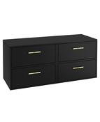 Sonas Finland Wall Hung 120Cm Four Drawer Countertop Vanity Unit | Matt Black | Brushed Gold Handle | UF0946